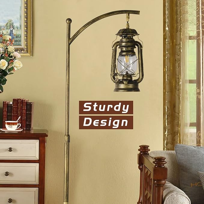beaysyty Farmhouse Adjustable Floor Lamps with Tray Lantern Tall Standing lamp for Bedroom Home Decor for Office Cafe Den Living Room Bedroom, On/Off Foot Switch and Brushed Rustic (Bronze)