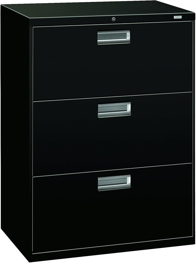 HON 673LP 600 Series 30-Inch by 19-1/4-Inch 3-Drawer Lateral File, Black