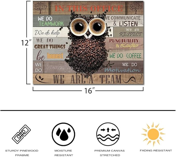 Inspirational Wall Art for Office Motivational Quotes Wall Décor We Do Great Things Framed Spirit Wall Art Owl Coffee Bean Pictures Contemporary Home Decor for Office Desk Workspace 12x16inch