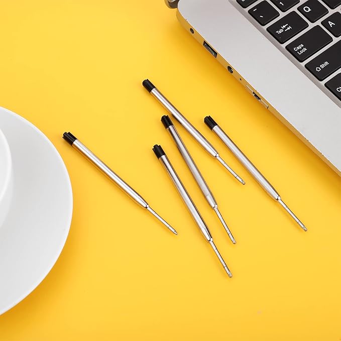 TIESOME 5pcs Replaceable Ballpoint Pen Refills with Spring Metal Ball Point Refills Smooth Writing Pen Refills, 0.7mm Retractable Ballpoint Pen Refills for School Office Supplies (Black)