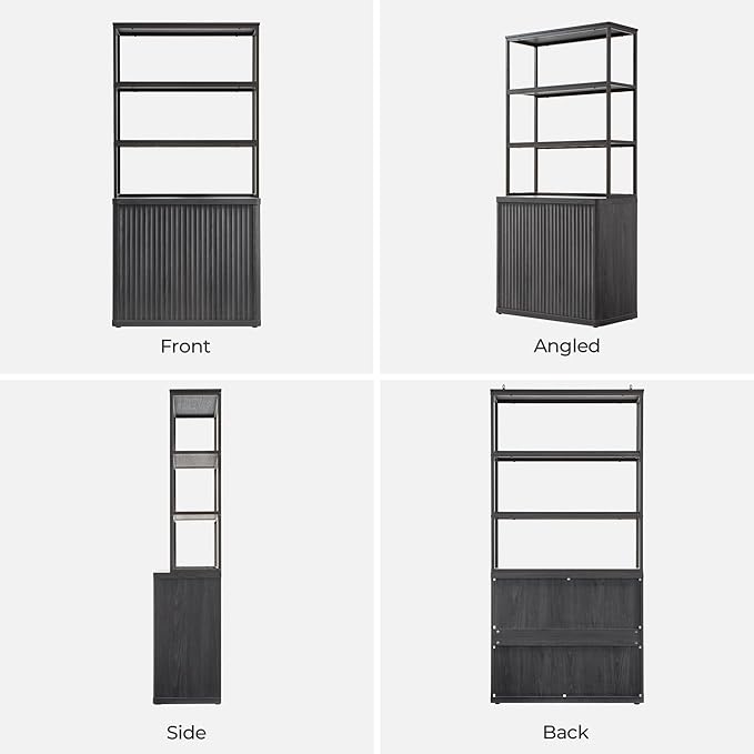 SICOTAS Book Shelf Fluted Bookshelf 71" Tall Bookcase with Doors Storage 5 Tier Mid Century Modern Bookshelves Large Shelves Metal Book Cases for Living Room Office Bedroom Kitchen Library