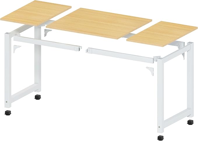 NSdirect Modern Computer Desk 63 Inch Large Office Desk, Writing Study Table for Home Office Desk Workstation Wide Metal Sturdy Frame Thicker Steel Legs, White