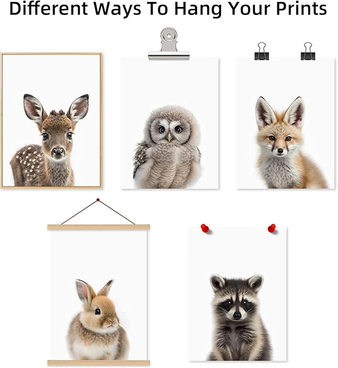 Nursery Animal Wall Art Pictures Baby Safari Canvas Wall Decor Jungle Woodland Wall Art Cute Animal Prints Paintings Nursery Kids Posters for Boys Girls Room Bedroom 8x10 Inch Unframed Set of 6