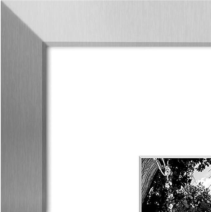 Americanflat 11x14 Picture Frame with Shatter-Resistant Glass - Use as 5x7 Frame with Mat or Display 11x14 Photo Without Mat - Signature Collection - Picture Frames for Wall Display - Silver