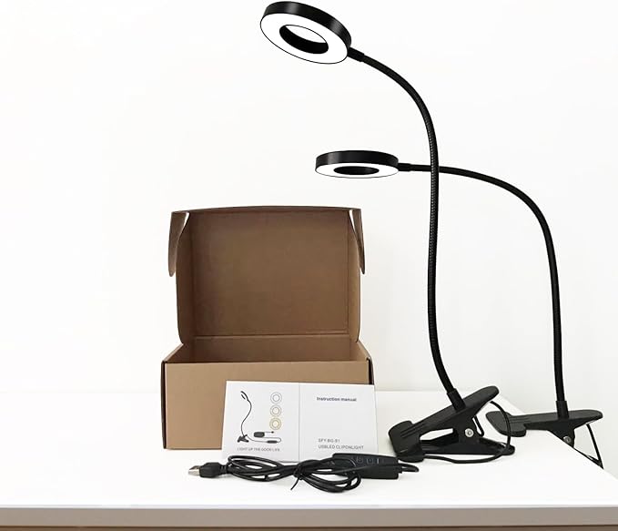 Clamp on Lamp, Desk Lamps, 8W Clip Light, Warm & Daylight & White Light 3 Colors, 10 Dimmable Illumination Modes (3 Pack)