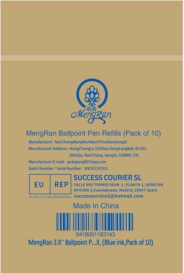 MengRan 3.9'' Ballpoint Ink Pen Refills for Click Pens,1mm Medium Tip,Compatible with Parker Pen Refill,Pack of 10 (Blue Ink)