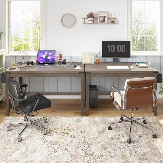 EnHomee 32" Small Desk Thickened & Reinforced with Power Outlet, Sturdy Computer Desk with Storage Bag Detachable,Affordable Luxury Home Office Desk and Writing Desk for Small Spaces,Ash Gray