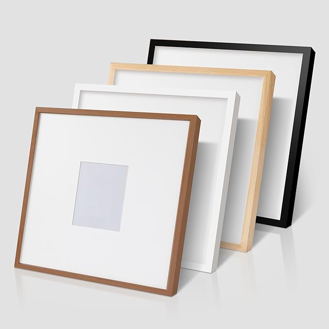 artisane home goods 25x25 Frame – Large White Oak Gallery Picture Frame With Mat for Wall, 25x25 Picture Frame for Gallery Walls, Oversized Square Frame, Matted to 8x10, 5x7 & 4x6
