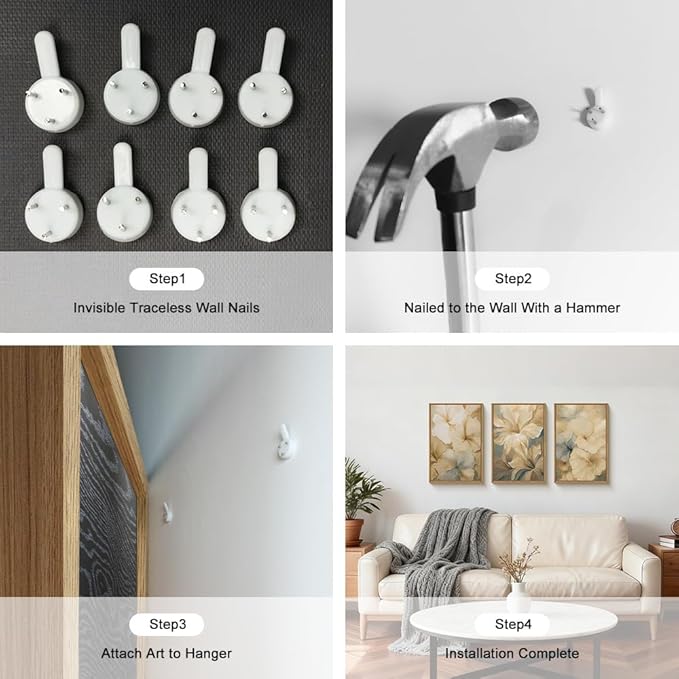 KAIRNE Abstract Floral Wall Art Set of 3, Modern Neutral Flower Prints, Boho Botanical Artwork for Living Room Bedroom Office, 24×36inch