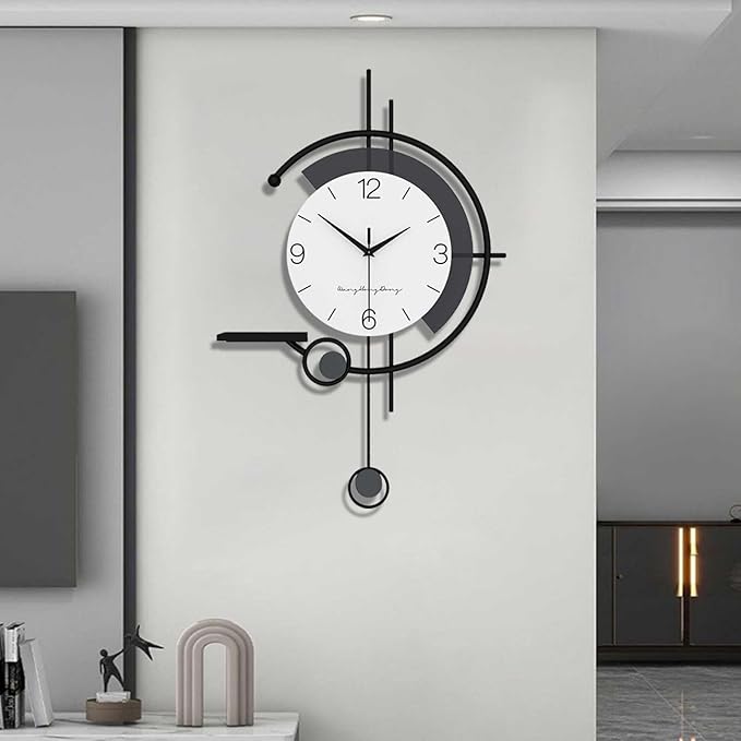 Wall Clock Modern Wall Clock, Creative Silent Non Ticking Quartz Clock with Decorative Art Storage Platform, Suitable for Living Room, Bedroom, Office Clock (One Color L/Large)