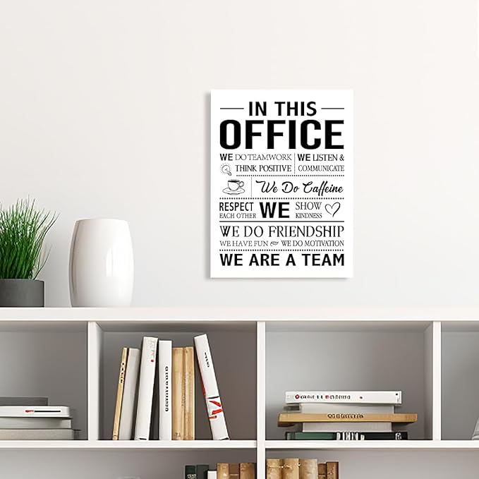 In This Office Wall Decor,Positive Team Quote We Are A Team Wall Art Canvas Framed for Office Workplace Wall Decor 12 x 15 in