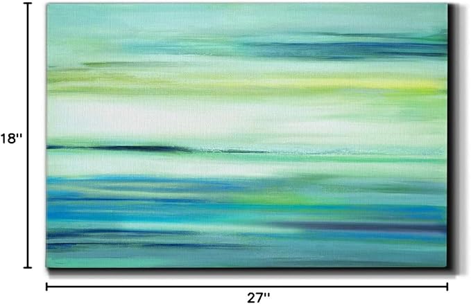 Landscape Wall Art Premium Gallery Wrapped Canvas Abstract Ocean Forest Modern Artwork Decoration for Living Room Kitchen Bathroom Office, Ready to Hang