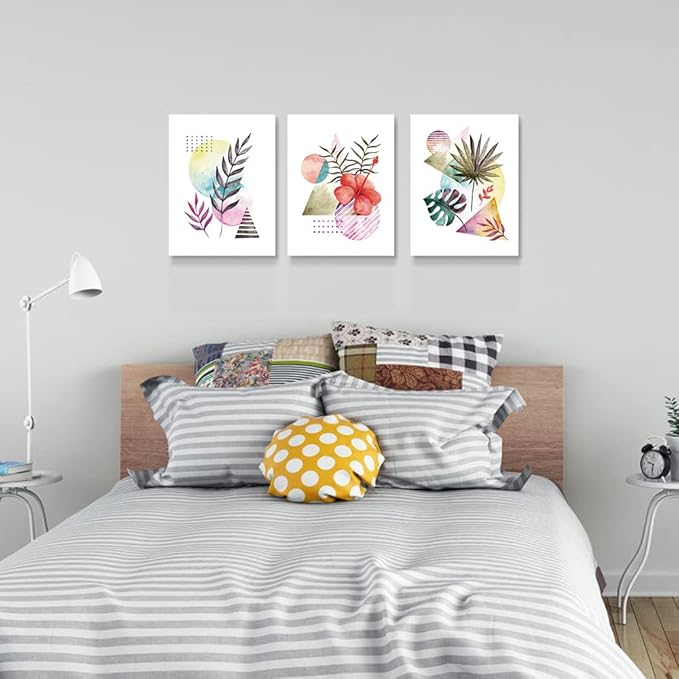Wall Decor For Living Room Canvas Wall Art For Bedroom Fashion Wall Decorations For Kitchen Abstract Watercolor Paintings Bathroom Canvas Art Flowers Pictures Artwork Girls Room Home Decor 3 Pieces