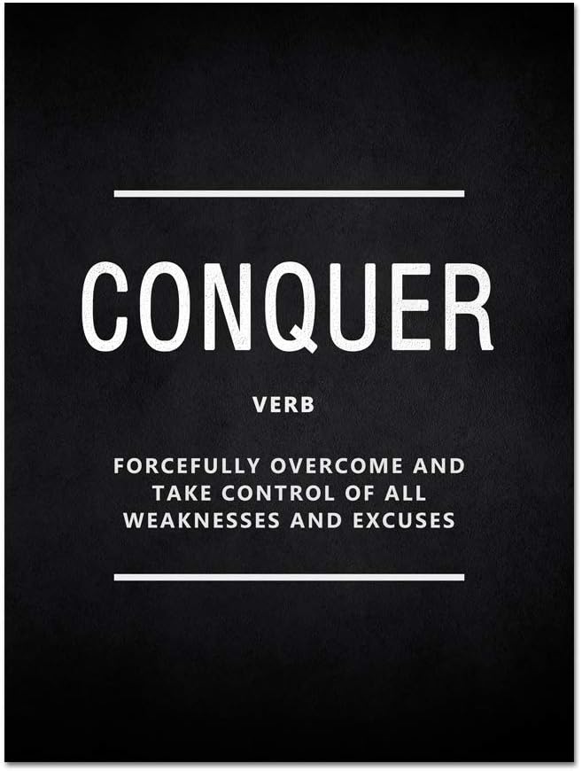 Inspirational Wall Art Motivational Posters Conquer Verb Modern Inspiring Office Quotes Positive Motto Canvas Painting Picture Prints Artwork Decor for Home Office Framed Easy to Hang (18”Wx24”H)