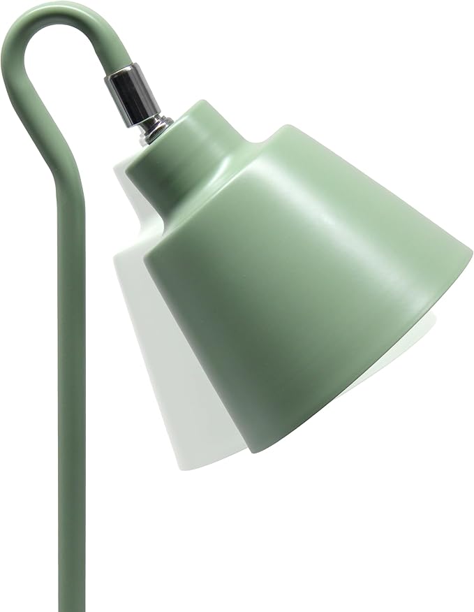 Simple Designs LD1079-SGE 16" Sleek Essentials Metal Looped Desk Task Lamp with Adjustable Shade, for Office, Desk, Nightstand, Dorm, Sage Green