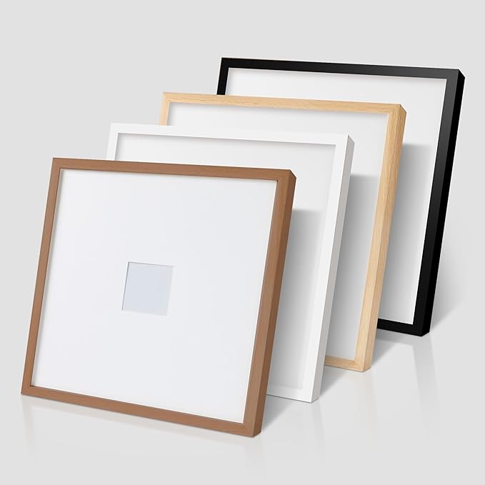 artisane home goods - Gallery Frame 1.0, Picture Frame, 20x20 Walnut, Gallery Wall Frame Set, Large Picture Frame, Oversized Mat (4x4, 4x6, and 5x7)