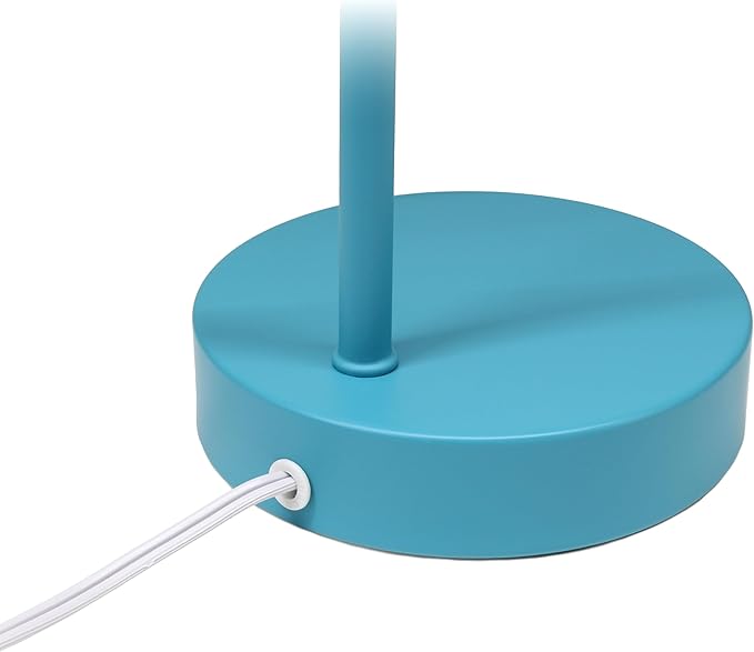 Simple Designs LD1078-CYN 15.2" Sleek Essentials Metal Cone Shade Desk Lamp with Adjustable Shade, for Office, Desk, Nightstand, Dorm, Cyan Blue