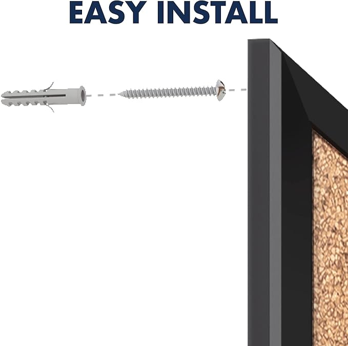 Quartet Cork Bulletin Board 36"W x 24"H Pin Board, Black Aluminum Frame (2303)