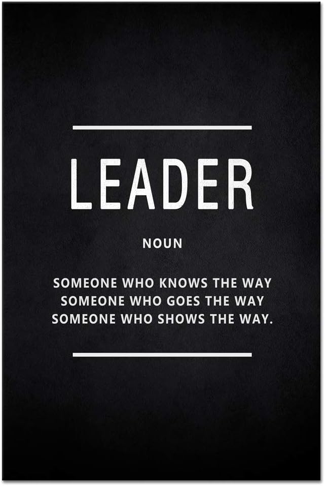 Leader Noun Motivational Wall Art Inspiring Painting Prints on Canvas Inspirational Leadership Entrepreneur Quotes Posters Inspiration Pictures Wooden Decorations Artwork for Office Home (12”Wx16”H)