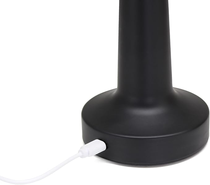 Simple Designs LD1082-BLK 8.5" Mushroom Magic Dimming & Rechargeable Cordless 4-Way Touch Sensor Saucer Desk Lamp, Black