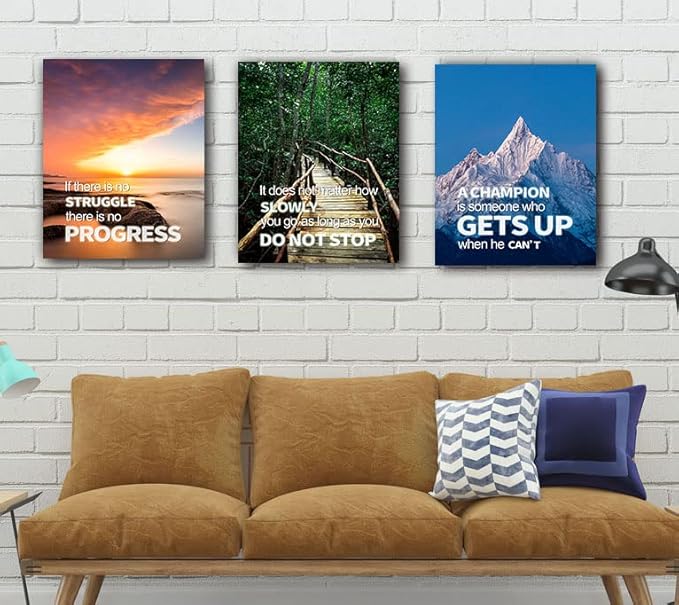 Inspirational Quotes Motto Wall Art,Motivational Office Wall Art Decoration Painting, Suitable for Library, School, Gym,Office, Living Room,Home Deco,Tabletop/Hanging,| 6-pack29 x 38 cm (Framed…) D