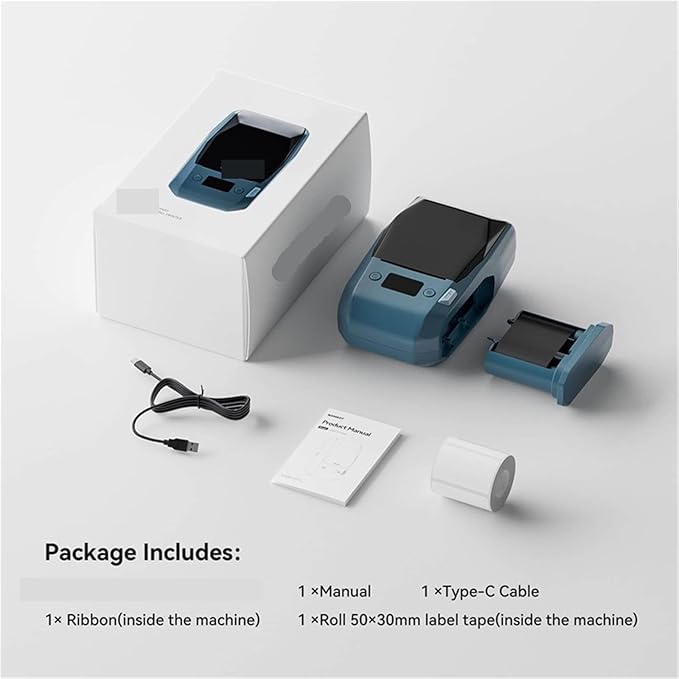Label Printer, M2 Portable Thermal Transfer Label Printer Multi-Function Sticker Maker Machine for Office Clothes Tag Power Cable