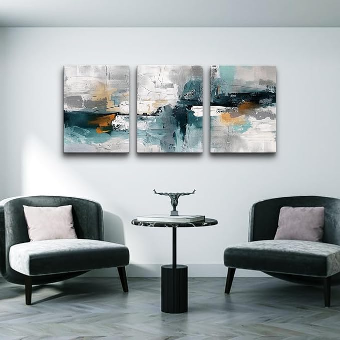 TTHYUEWS Abstract Wall Art For Living Room Bedroom Wall Decor Modern Office Decorations Color Block Wall Paintings Pictures Artwork Hotel Canvas Prints Art 3 Piece Minimalist Aesthetic Home Decor