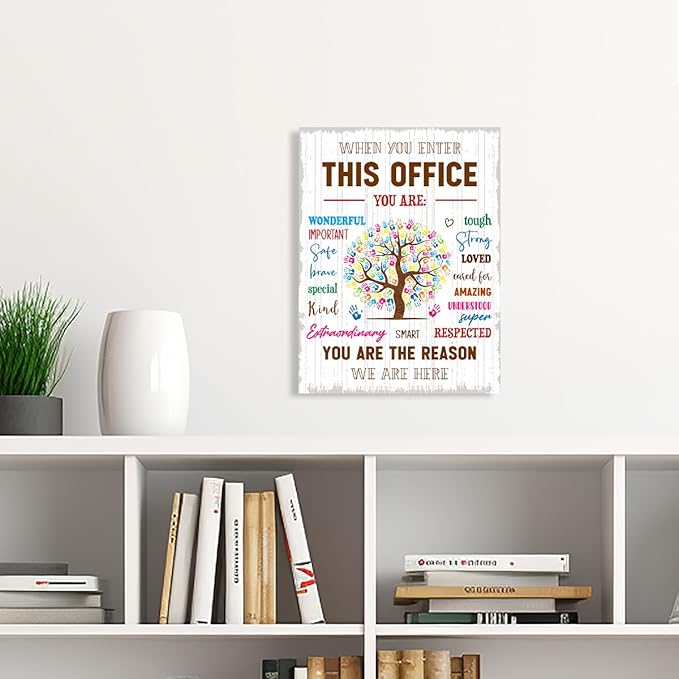 In This Office Wall Decor,Positive Teamwork Quote Wall Art Canvas Framed for Workplace Office Wall Decor 12 x 15 in