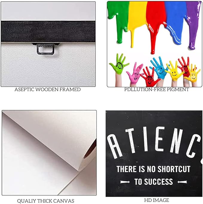 Patience - There Is No Shortcut to Success Inspirational & Motivational Office Art Wall Pictures Black and White Framed Office Home Wall Art Wooden Framed HD Print Gift Choice Ready to Hang, 36"Wx24"H