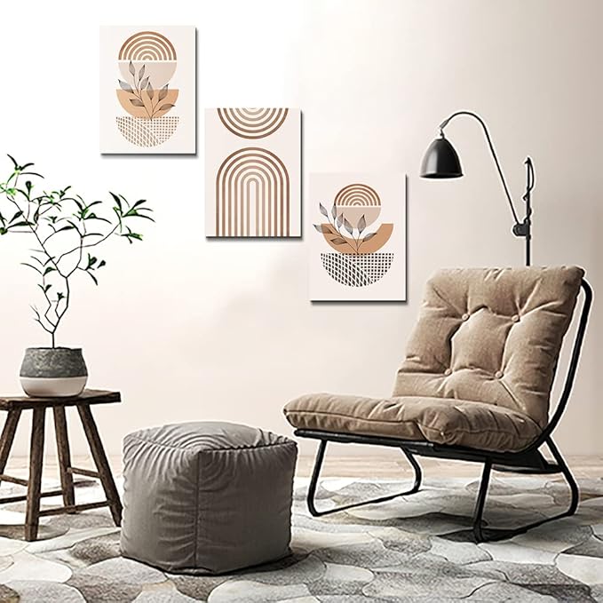 DZRWUBHS Boho Wall Decor Canvas Art Set - Living Room, Bedroom, Office - Abstract Line Paintings - 3 Piece Set - 12x16