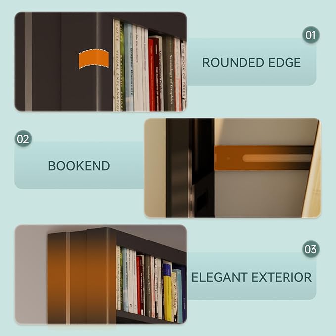 71" Metal Book Shelf,5 Tier Bookshelf with Adjustable Shelves,Black Bookshleves and Bookcases,Heavy Duty Library Book Case,Modern Open Bookshelf for Living Room,Bedroom,Office (Black)