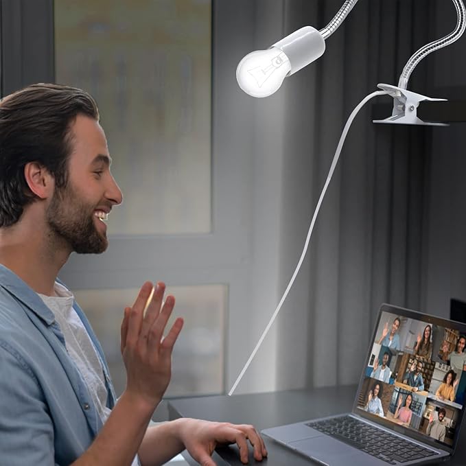 Clip Desk Lamp Socket,2 Pack Flexible Desk Light Socket,Gooseneck Clip on Lights,Flexible Lamp with Clamp,Adjustable Light Stand Clamp Lamp,Night Light,Reading Book Lights