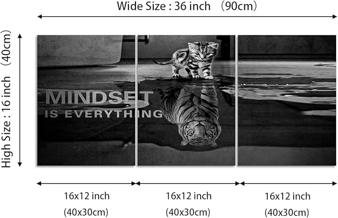 Wall Art Motivational Posters Inspirational Entrepreneur Positive Quotes Canvas Prints 3 Panels Painting Picture Wooden Framed Artwork Living Room Office Wall Decor-36 W x 16" H