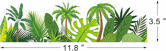72 Ft Tropical Leaves Bulletin Board Borders Greenery Plant Borders for Tropical Jungle Classroom Home Office Summer Decoration (Tropical Leaves)