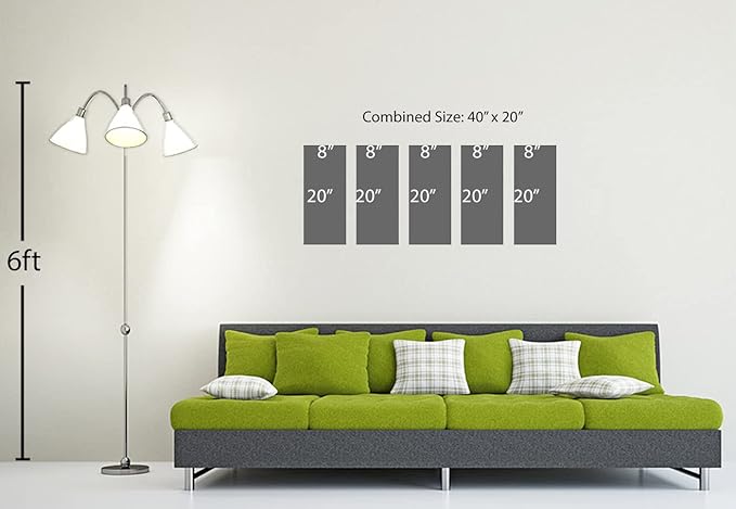 40 x 20 TOTAL - Landsape of lines Wall Art Canvas Geometric Print modern minimalis, office art - 5 Panel Split