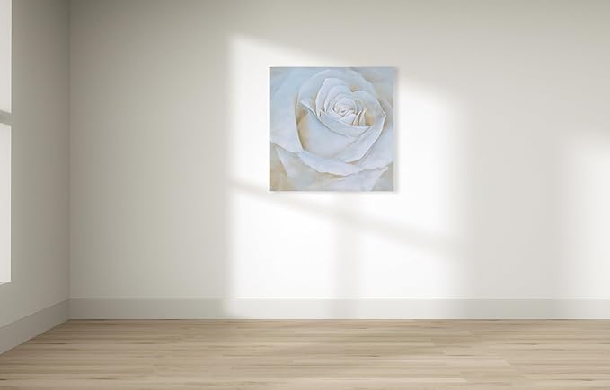 Yihui Arts White Rose Canvas Painting with Textured - Perfect for Bathroom, Bedroom, and Living Room Wall Decor