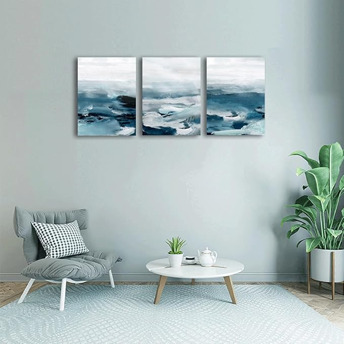 MHARTK66 Canvas Wall Art Decor: Abstract Wall Paintings, Set of 3, 20x28 Inches Each, Modern, Waterproof, UV Resistant, For Living Room, Bedroom, Office