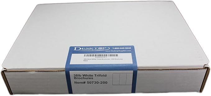 38lb Bond White Trifold Brochures - 200 Brochures - Desktop Publishing Supplies, Inc.™ Brand