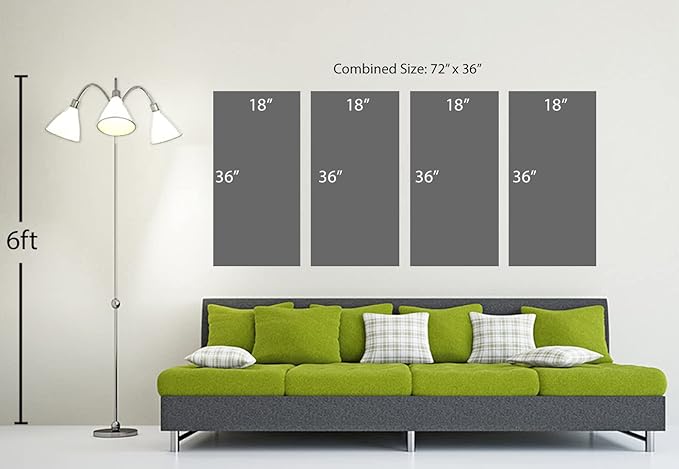 72 x 36 TOTAL - Landsape of lines Wall Art Canvas Geometric Print modern minimalis, office art - 4 Panel Split