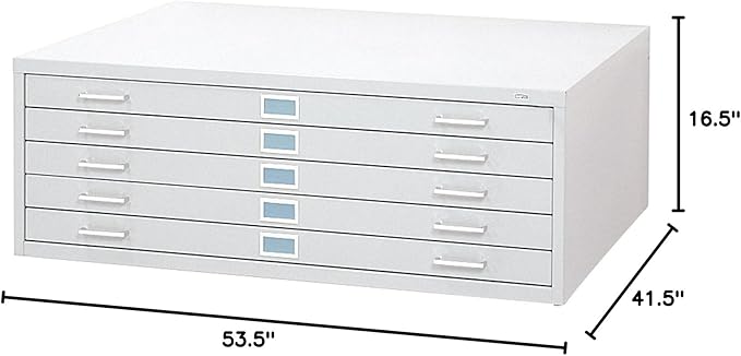 Safco Products Flat File for 48" W x 36" D Documents, 5-Drawer (Additional Options Sold Separately), White