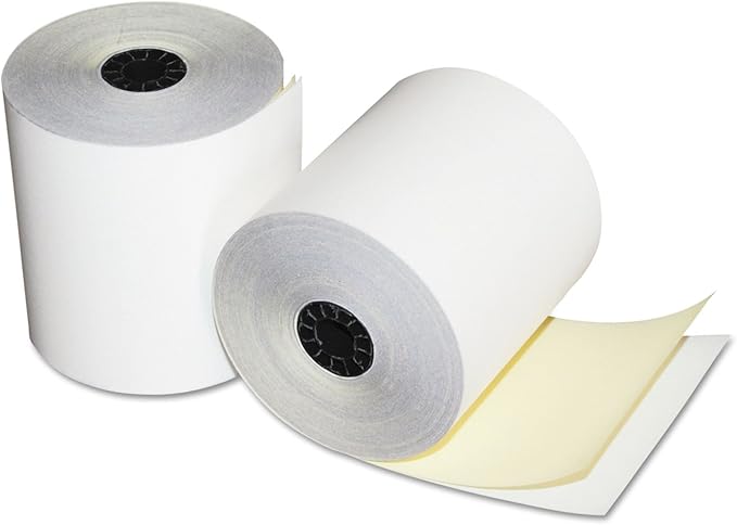 Quality Park Two-Ply Carbonless Teller/Proofing and Encoding Machine Rolls, Self-Contained, 3 Inches x 90 Feet, White/Canary Yellow, Box of 50 (15627)