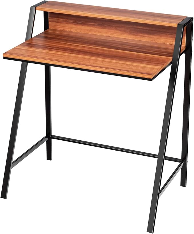 Tangkula Small Computer Desk, Compact Home Office Desk with Sturdy Frame, 2 Tier Study Writing Table for Small Place Apartment Office, Desk for Bedroom, Kid’s Desk