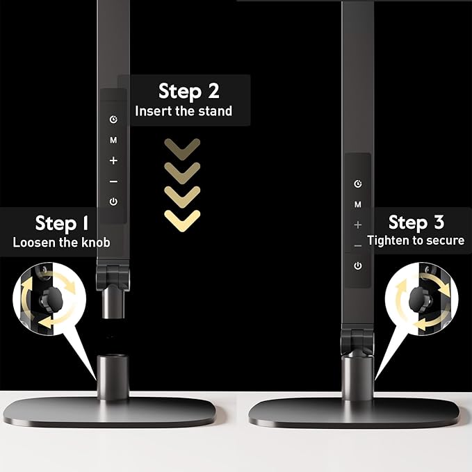 LED Desk Lamp for Home Office – Professional Eye-Caring Soft Diffused Light, Dimmable Desk Lamp with Adjustable Metal Swing Arm, Memory & Timer, Modern Anti-Glare Table Lamp