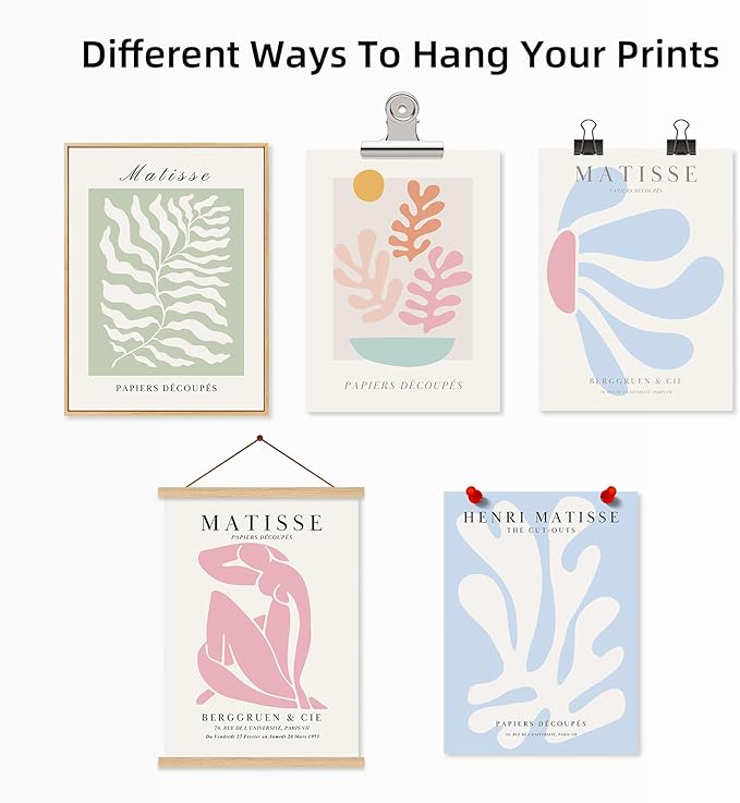 Henri Matisse Wall Art Prints Pink Blue Canvas Wall Decor Aesthetic Pictures Wall Art Danish Pastel Painting Henri Matisse Poster Trendy Artwork for Bedroom 8x10 Inch Unframed Set of 6