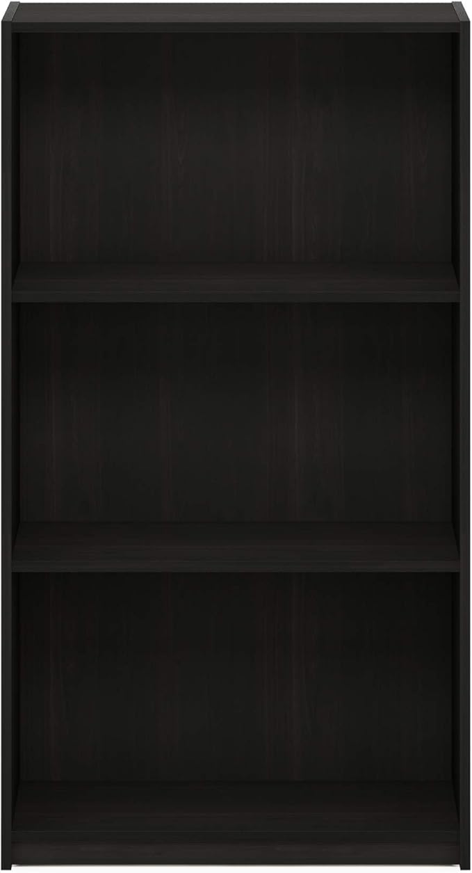 FURINNO Basic 3-Tier Bookcase/Bookshelf/Storage Shelves, Dark Espresso 9.25D x 21.73W x 39.5H in