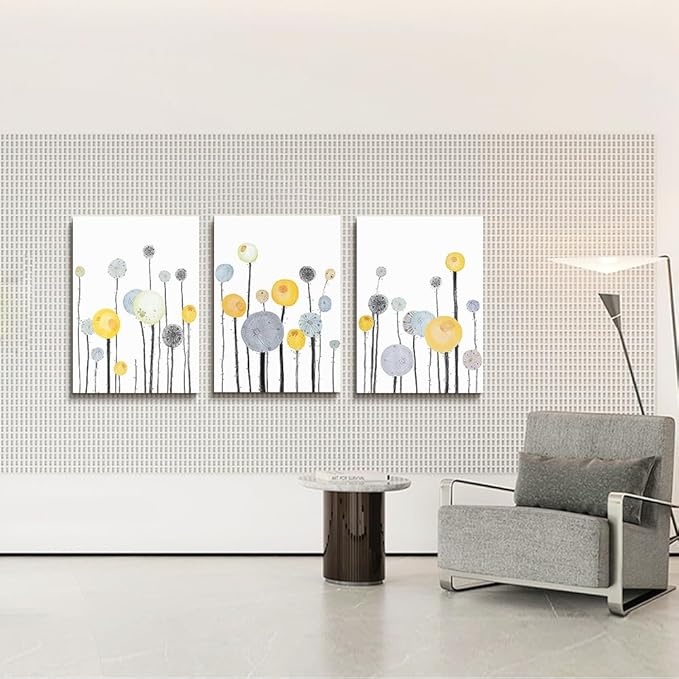 Lapremoly Canvas Wall Art For Living Room Bedroom Office Wall Decor Abstract Dandelion Flowers Watercolor Paintings Modern Wall Pictures Prints Artwork Kitchen Decorations Room Home Decor 3 Piece