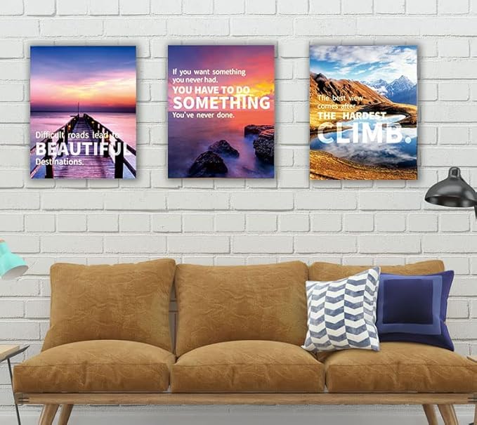 Motivational Landscape Canvas Art - Office & Home Decor, Suitable for Library, School, Gym, Living Room - Framed (29x38cm)