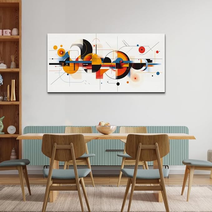 MHARTK66 Framed Wall Art for Living Room, Bright Modern Large Canvas Prints Paintings Artwork for Walls, Colorful Minimalist Abstract Pictures for Hallway Stair Bedroom Office Wall Decor 24x48 In