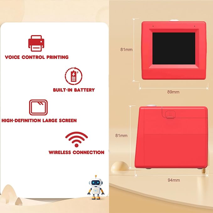 AI Sticker Box Printer, Smart AI Voice Stickerbox Printer Maker Mini Thermal Label Printer with Display, Inkless Portable Sticker Maker for Home Office Study & DIY Projects (B)