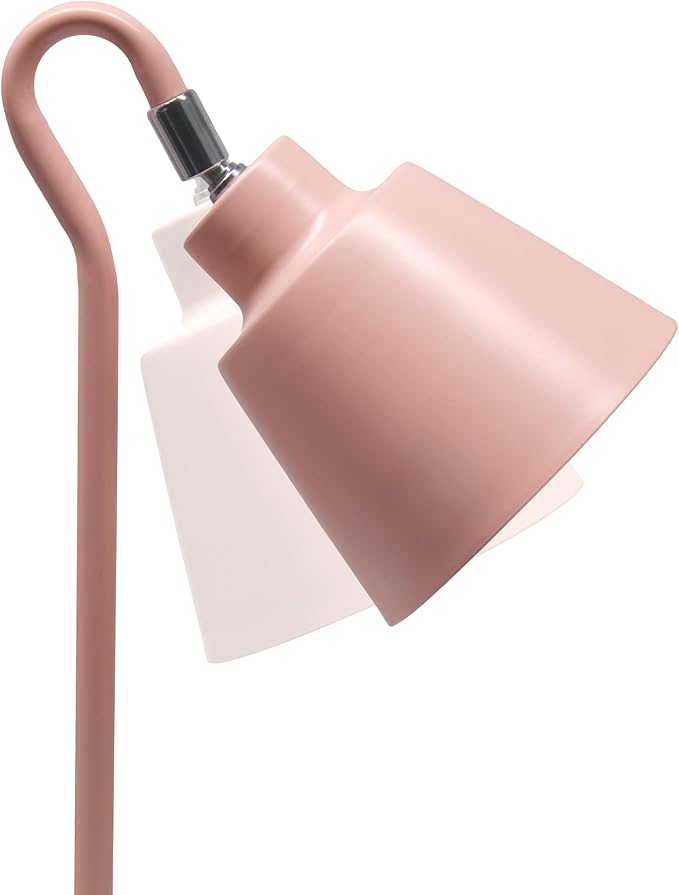 Simple Designs LD1079-BPK 16" Sleek Essentials Metal Looped Desk Task Lamp with Adjustable Shade, for Office, Desk, Nightstand, Dorm, Blush Pink